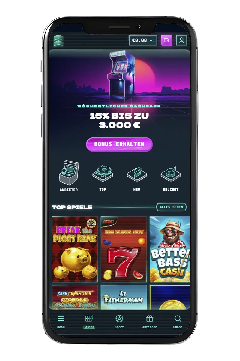 Casino-Spielautomaten-Bildschirm auf einem Mobiltelefon